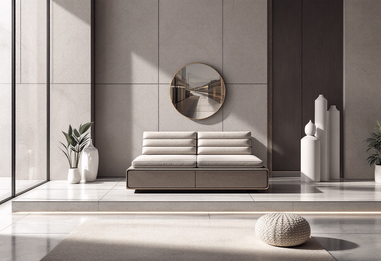 Bed in a luxurious setting with light seeping through the window