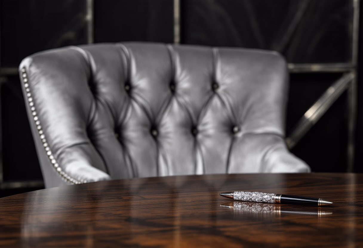 Luxurious Sofa and a table with a luxurious pen on top of it